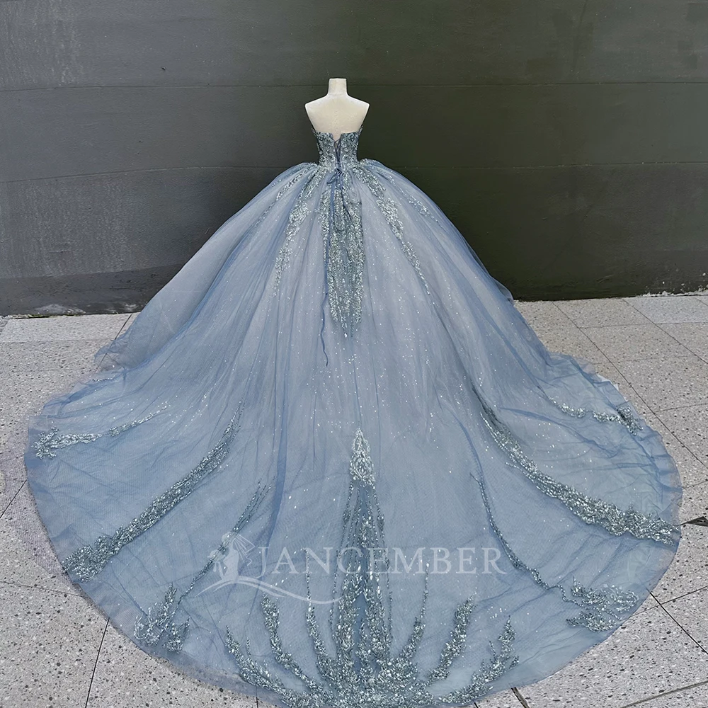 Customized Glitter Quinceanera Dress Sweetheart Ball Gown Novelty Cap Sleeve Sequins Beaded Bow Sweet 16 Vestidos De 15 Anos