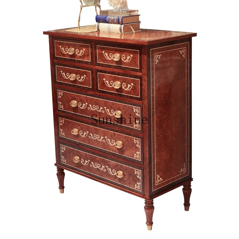 

English neoclassical solid wood bedroom drawer storage multi-chest cabinet