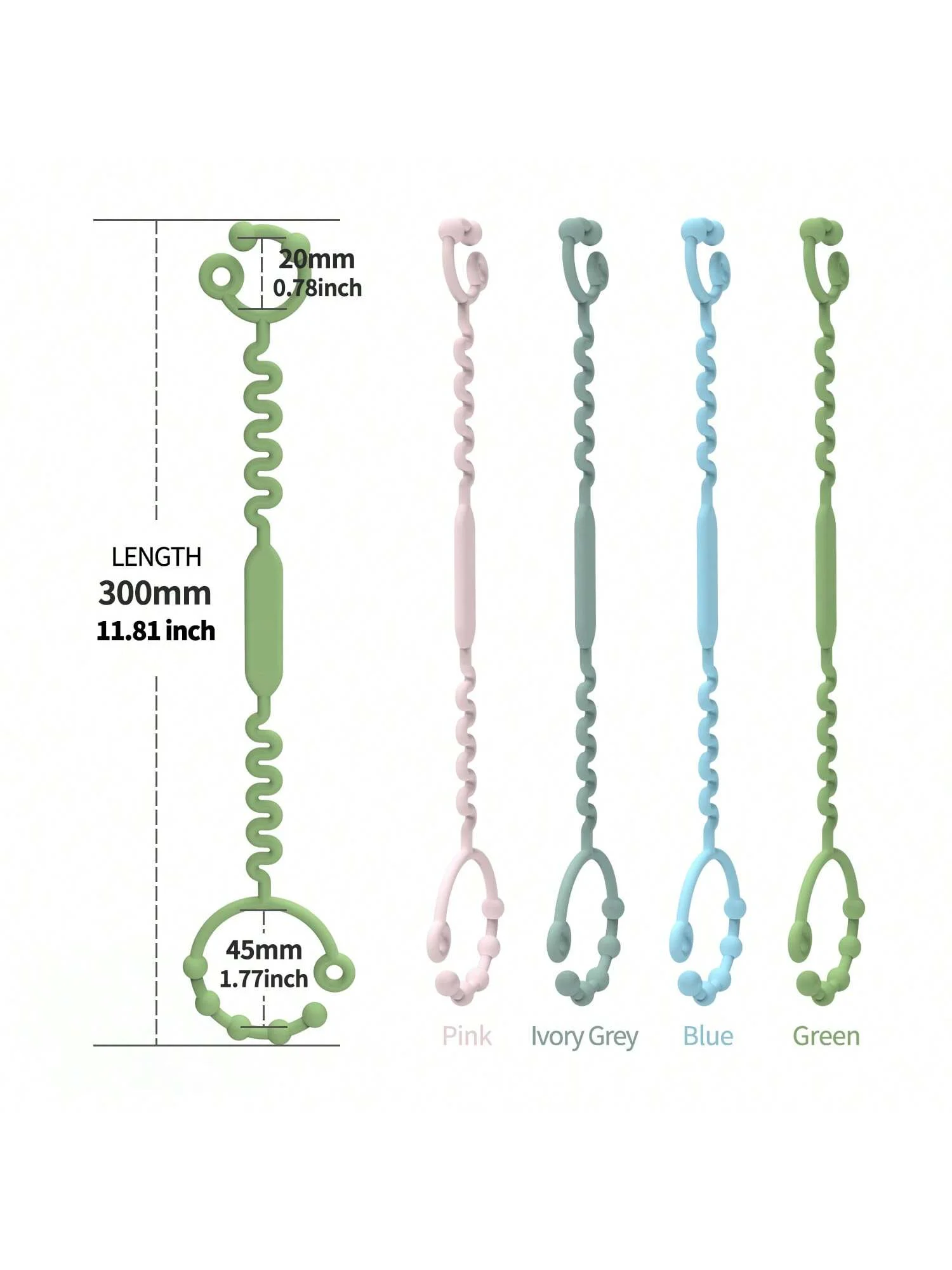 5PK Silicone Toy Straps. Safety Leashes for Bottles & Teething Toys for 0-18M. Perfect for Strollers, Highchairs & Car Seats.