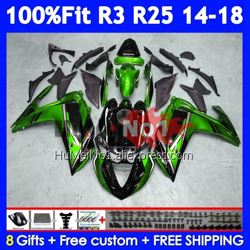 Body For YAMAHA YZF R3 R25 R 3 YZF-R3 YZFR25 373No.11 YZF-R25 Metal green YZFR3 2014 2015 2016 2017 2018 14 15 16 17 18 Fairing