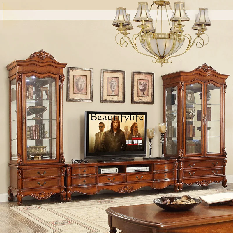 American TV cabinet combination American solid wood locker 2 meters can be customized