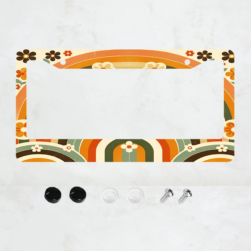 

1 шт. Рамка для номерного знака в стиле ретро, алюминиевая, цвета радуги - 6 x 12 дюймов, стандартный размер США, декоративная автомобильная рамка