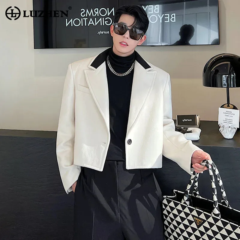 LUZHEN 2024 Autumn Trendy Blazer Jacket New Niche Design Original Men\'s Elegant Fashion Short Coat Luxury Korean Clothes LZ3673