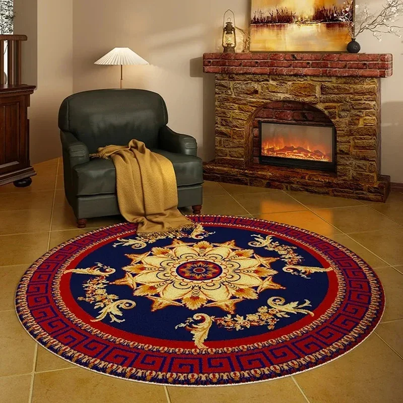 ~O~Round Vintage Floral Area Rug with Elegant European Scroll Design – Soft, Durable & Available in Multiple Colors