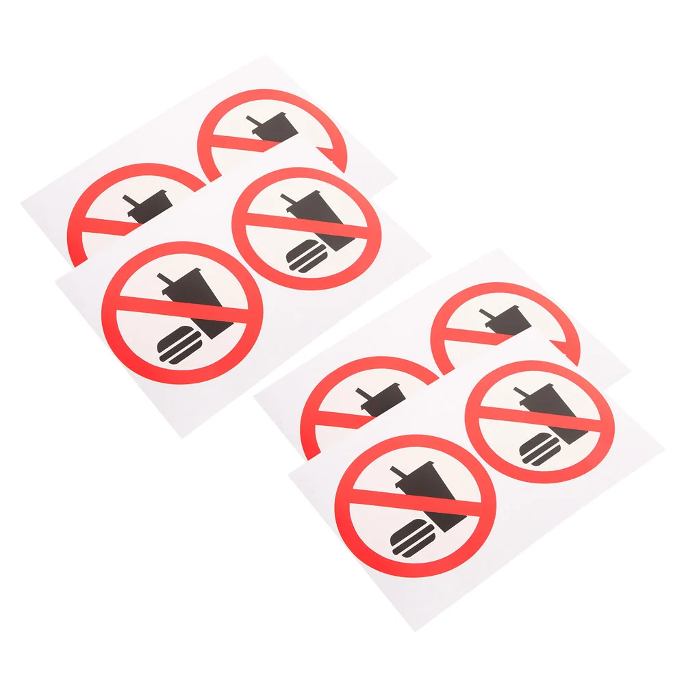 4 Pcs No Eating or Drinking Stickers Beverages Signs Restaurant Poster Informational Door Label Office Decor The