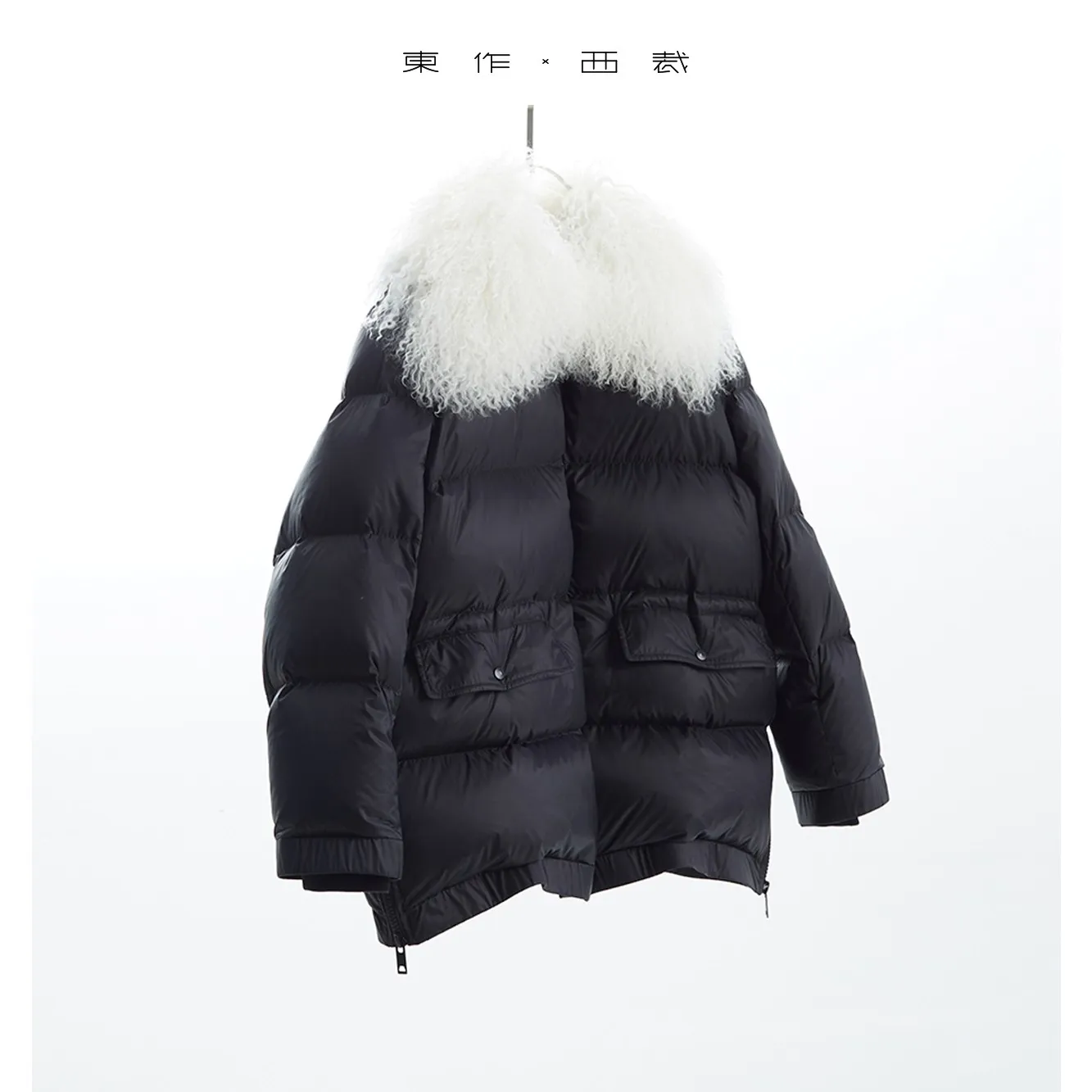 Großer Pelzkragen ~ weiße Entendaunenjacke für Damen, verdickter Wintermantel, neues warmes Oberteil, neuer Stil