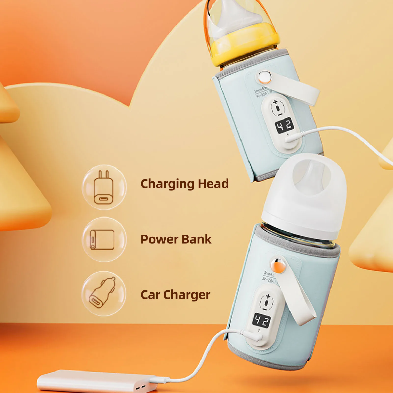 Подогреватель бутылочек с молоком, изоляционный чехол, подогреватель бутылочек с молоком, АБС-кожа, цифровой дисплей, USB 6, регулируемая температура в ночное время