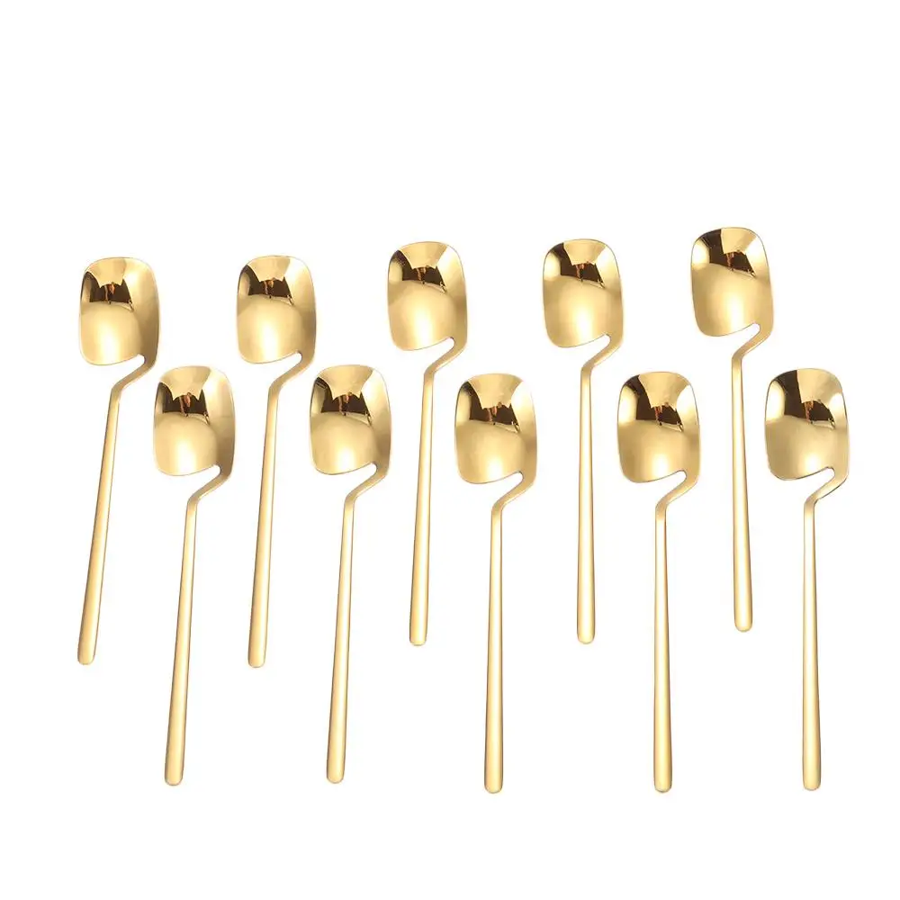 

10 шт., 5,6 дюйма, набор кофейных ложек, золотые длинные ложки для эспрессо из нержавеющей стали, ложки для перемешивания.