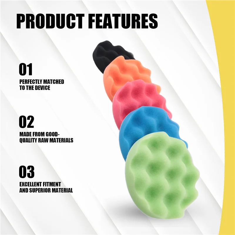 

BTCL 8Pcs/Set Car Sponge Polishing Pad Set 5 Inch Buffing Waxing Pad For Boat Car Polisher Buffer Drill Wheel Polisher Tools