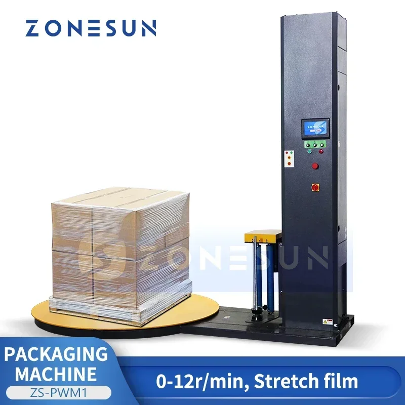 ZONESUN ZS-PWM1 Semi Auto Pallet Stretch Wrapping Machine Turntable Stretch Film Packaging Machine for Warehouse