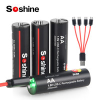 Soshine 1.5V AA 2000mwh USB Rechargeable Li-ion Battery Aa Lithium Batteries for Remote Control Mouse Small Fan Electric Toy