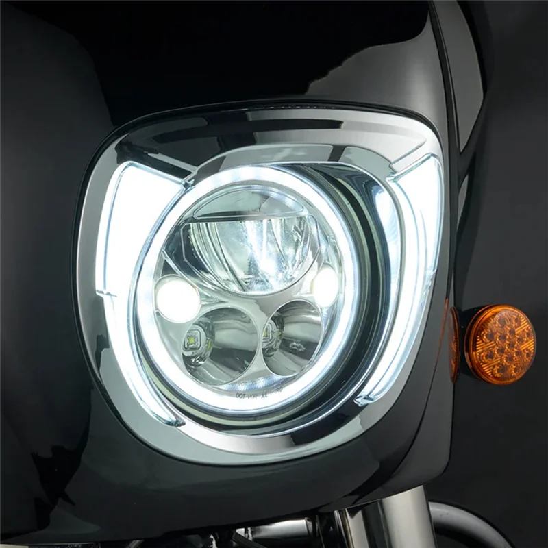 

Для Indian Chieftain Dark Horse/Elite/Chieftain Classic/Ограниченная светодиодная фара мотоцикла, рамка янтарной лампы, черная