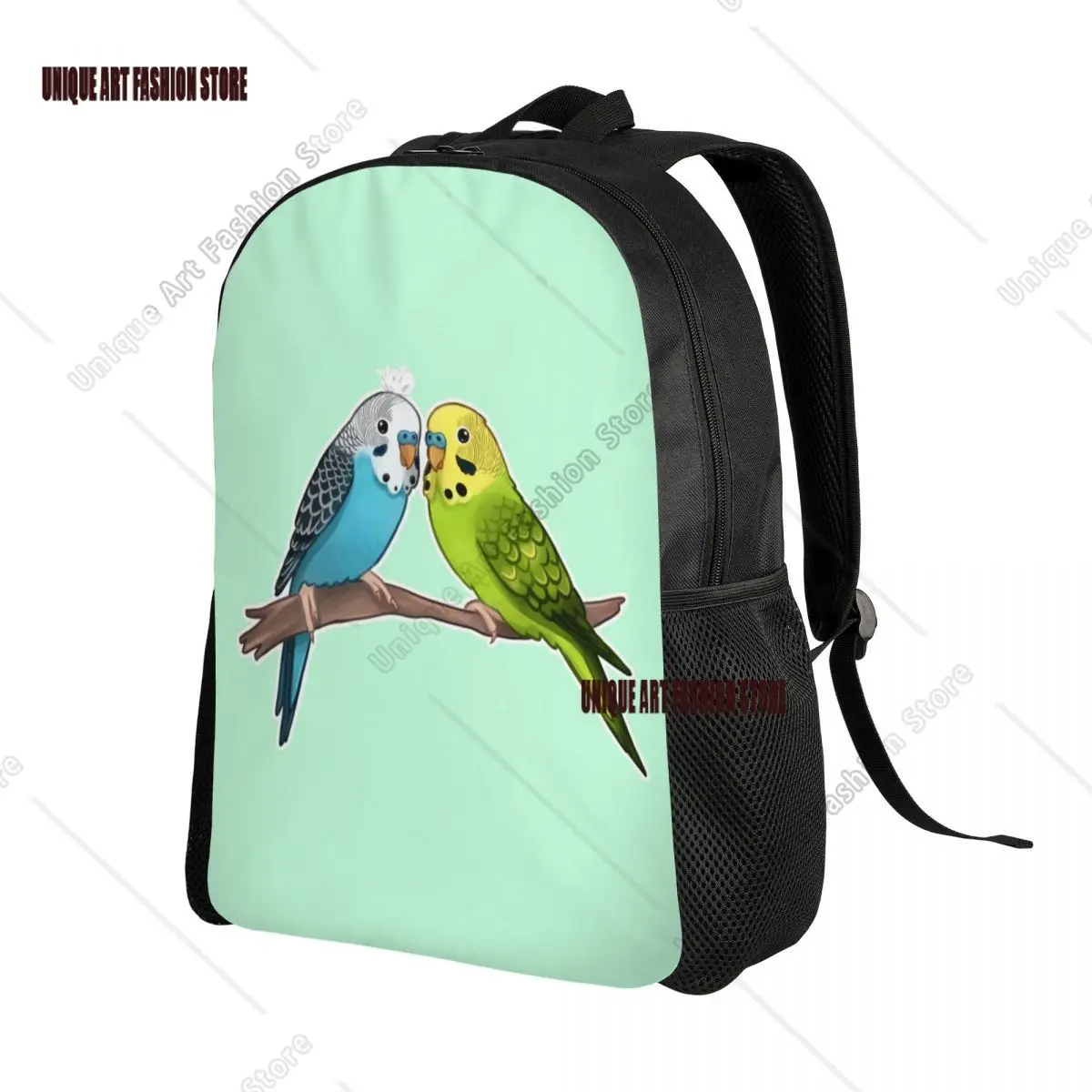 3D Print Cute Budgie Birds Backpacks for Boys Girls Parrot Bird School College Travel Bags Women Men Bookbag Fits 15 Inch Laptop