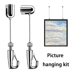 180 ° Adjustable Picture Suspension System Kit With Automatic Locking Hook For Lightweight Frame Display Hanging Wire Rope Cable