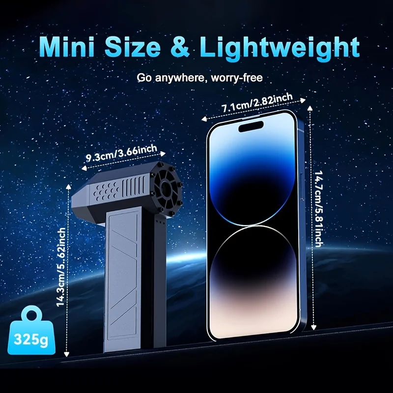 Мини-турбореактивный вентилятор, 130000 об/мин, электрическая воздушная тряпка, регулируемая скорость ветра, турбо-сильный вентилятор, перезаряжаемый с подсветкой для чистки автомобиля