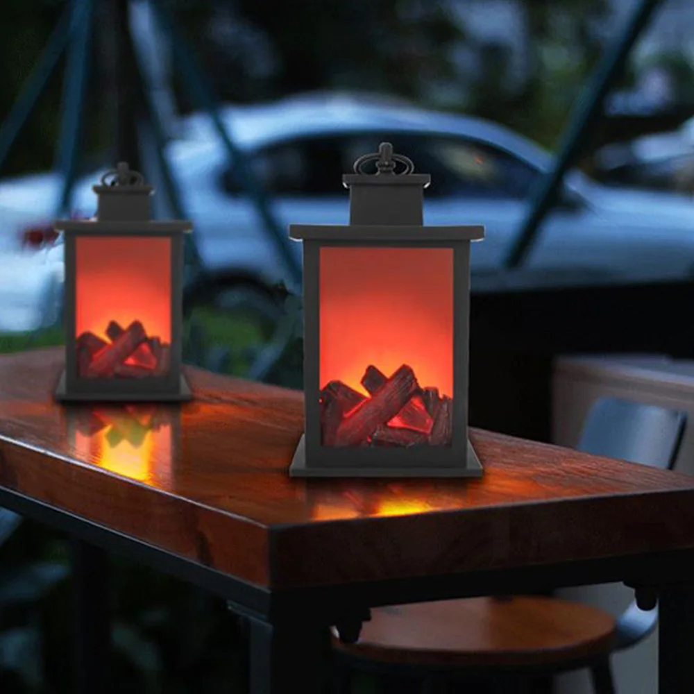 3D Decorative Fake Fireplace Lantern Creative Led Flame Night Light Usb/battery Night Lamp Festive Room Decor Christmas Gifts