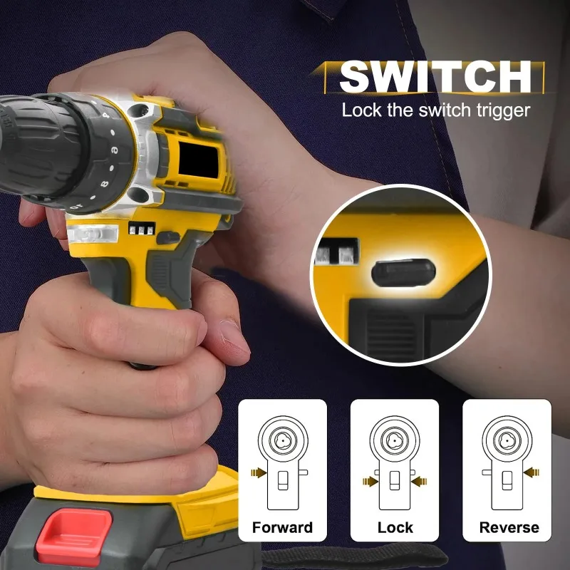 20V snelspanboorhouder draadloze klopboormachine elektrische schroevendraaierset variabele snelheid met max. boren 30 mm