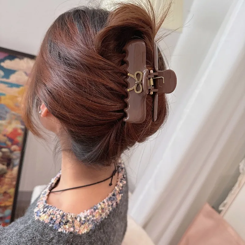 

Luxury Acrylic Bow Hair Claw 9.5cm Large Sweet Updo Clips for Women High-End Shark Clip Hair Accessories Barrettes