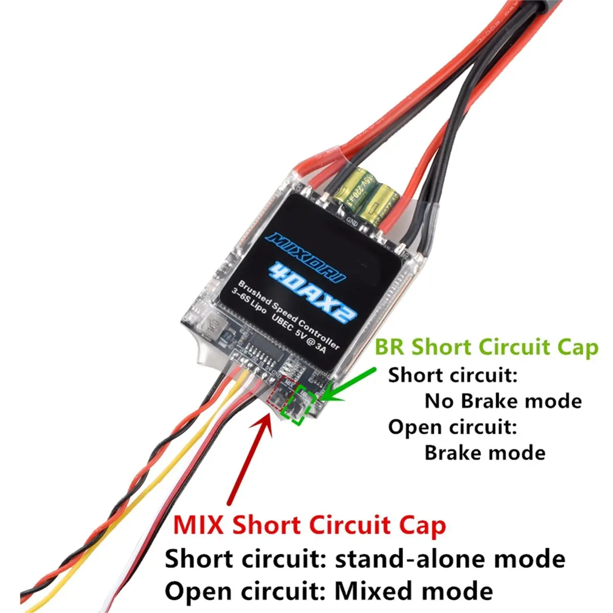 A64I 40AX2 Dual Way Bidirectional Brushed Electric Speed Controller Mixed Control ESC 7-25V for RC Tank/Speed Boat