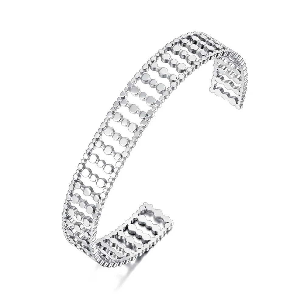 Lokaer Trendy 316L Stainless Steel Geometric Open Cuff Bangles Rose Gold Plated Bohemia Party Bangle Jewelry For Women B21111