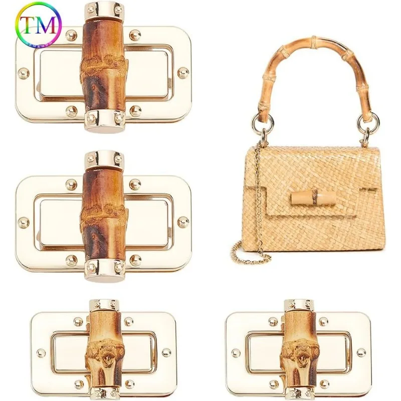 1-5-10 conjuntos 43x2 5mm & 61x33mm bambu turn lock snap lock para bolsa sacos bolsa torção fivelas fechamento fechos decoração acessórios