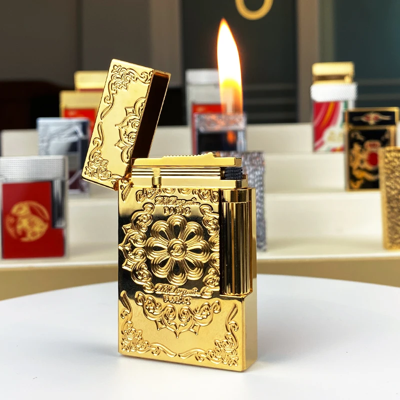 

New commemorative edition single and double flame luxury lighter Ping Sound natural paint cigarette smoking butane lighter 11276