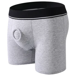 Men's Boxers Front Hole Underwear Bullet Separation Panties Long Legs Underpants Sports Breathable Wear-Resistant Knickers