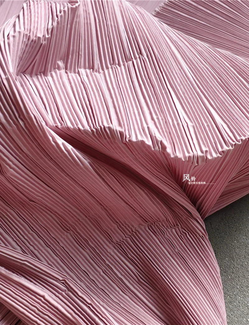 Pleated Fabric Pink Creative Cloth Folds DIY Sewing Art Background Decor Skirts Dress Clothes Clothing Designer Fabric