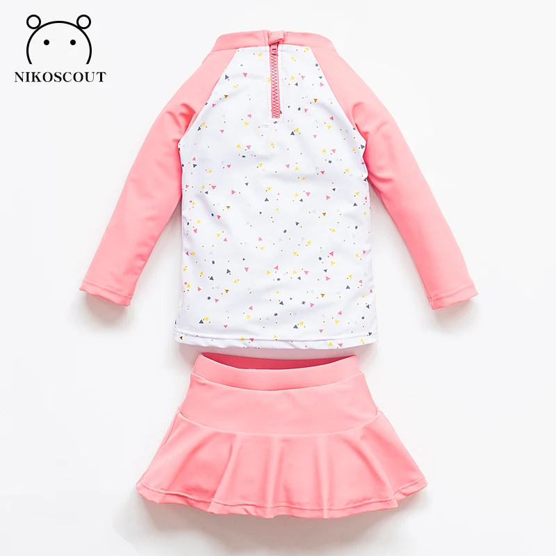 Children's Sun Protection Swimsuit Skirt Split Girls Quick-Drying Long-Sleeved Summer Cute Beach Children Conservative Princess Swimsuit