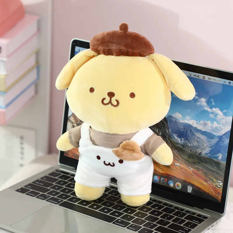 

Sanrio Little bear wearing overalls Pom Pom Purin Stuffed Plush Toy Lovely Pillow Gift Kid Super Soft Pom Pom Purin Plushie Doll