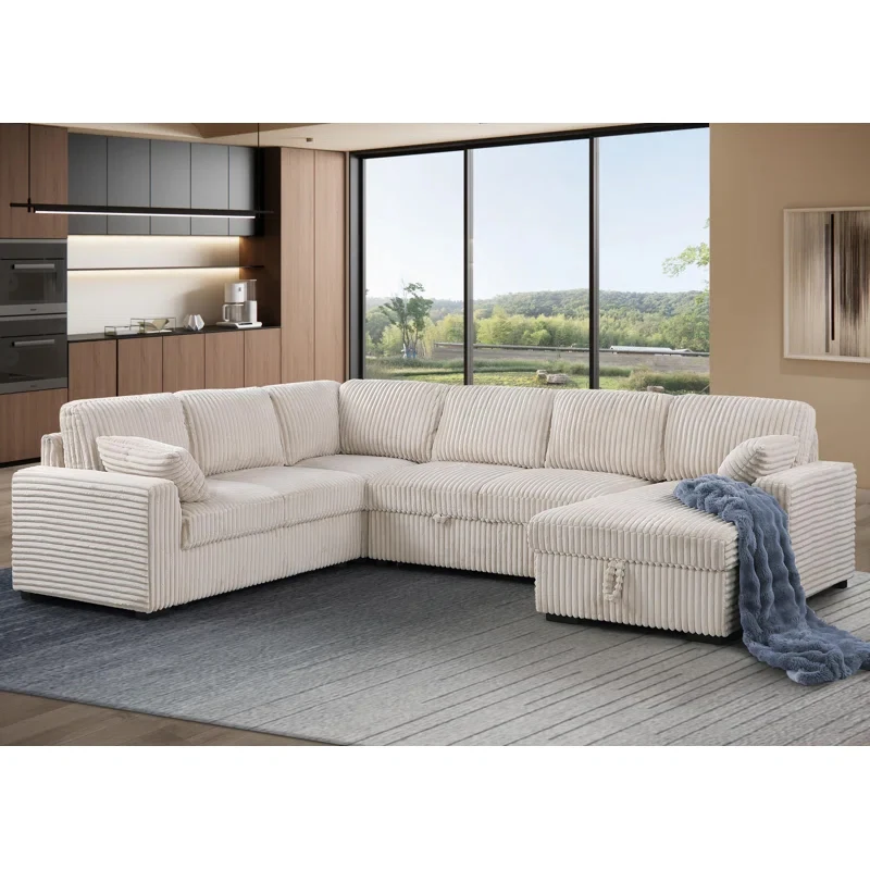 #   Pinzhi Home Maßgefertigtes U-förmiges Modernes Klappbares Schlafsofa Einzelnes Ecksofa Möbel für Wohnzimmer