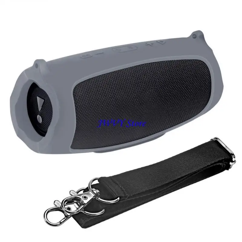 573A 1pc 충전 용 스트랩 피부 덮개가있는 케이스를위한 화려한 실리콘 보호 5 스피커