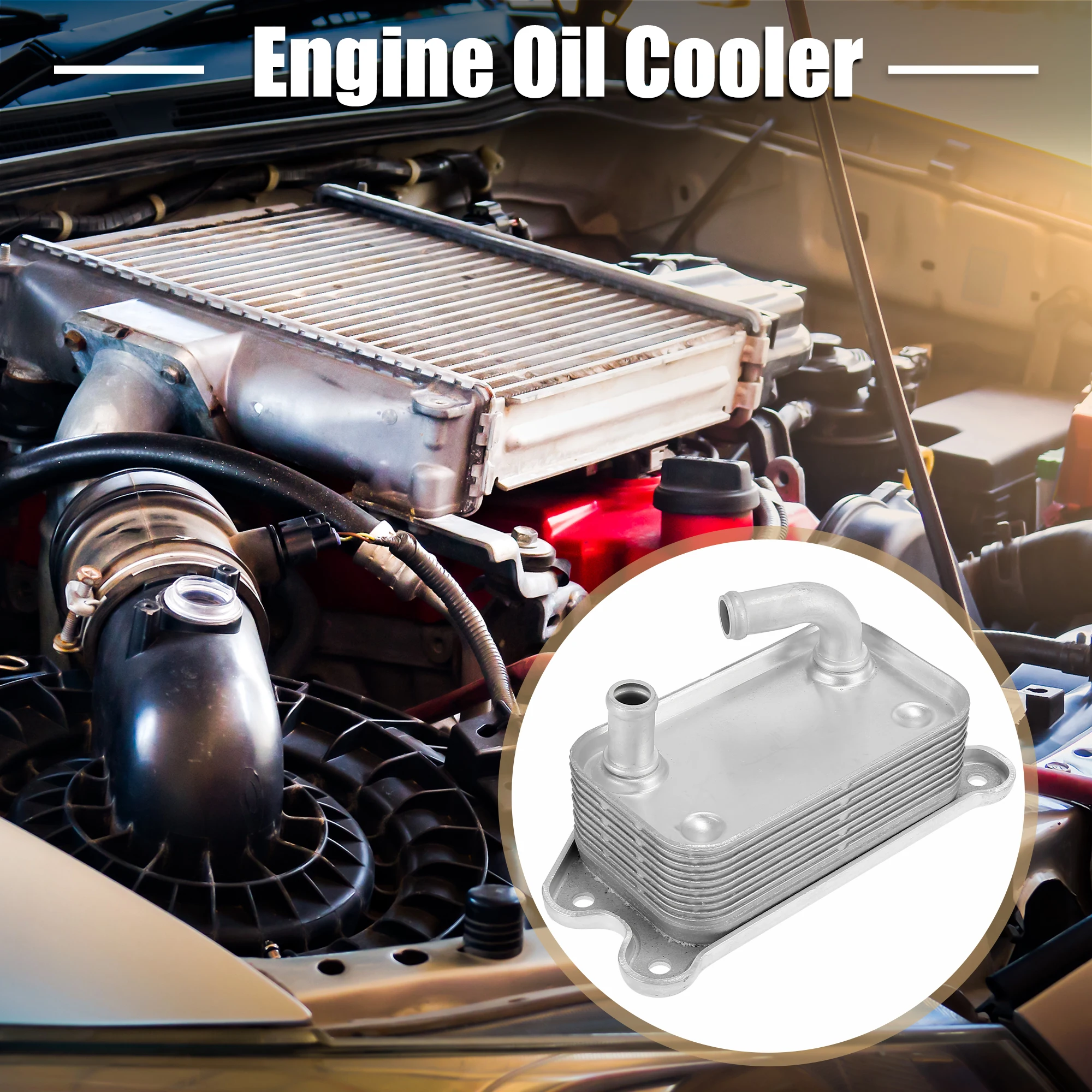 UXCELL 31201909 Automatic Engine Oil Cooler 11 Rows Silver Tone for Volvo C30 2007-2013