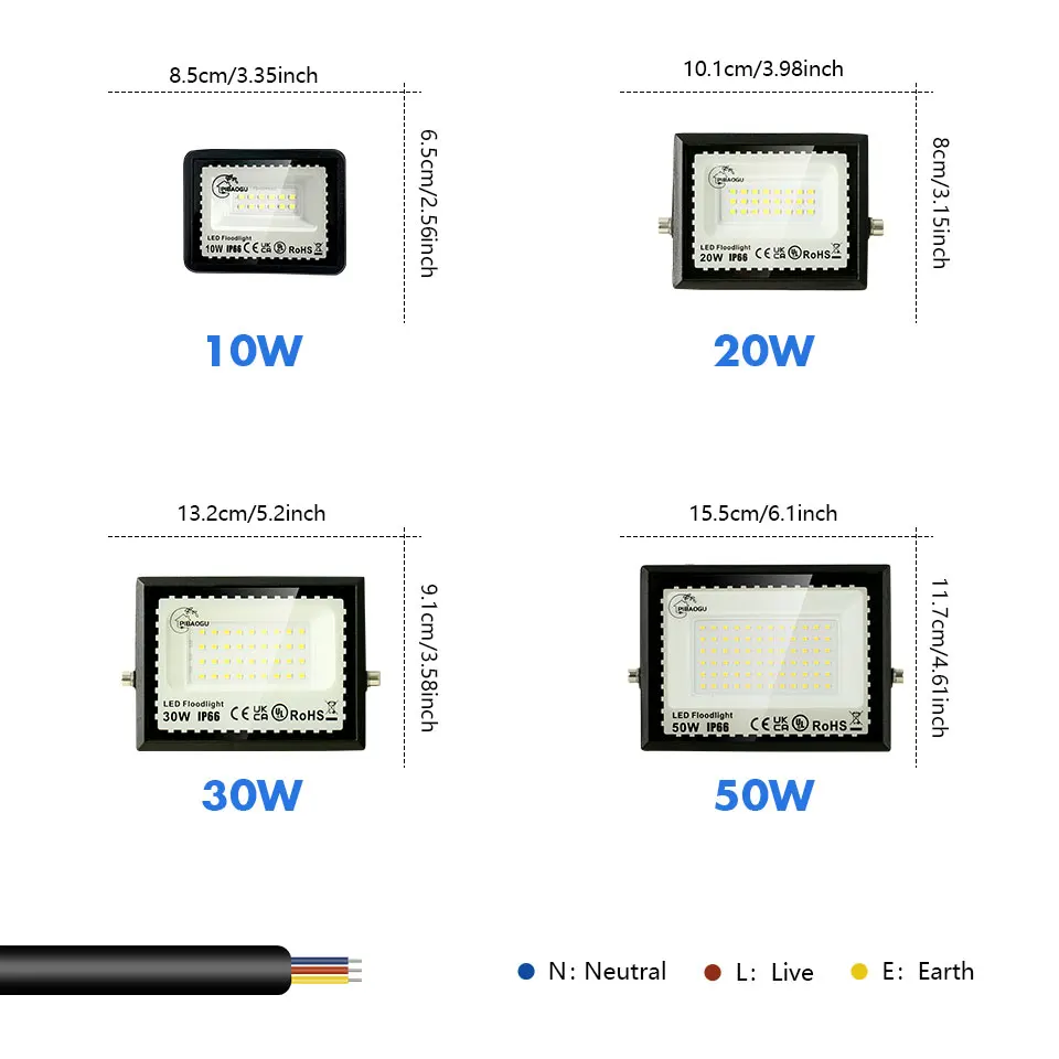 LED الكاشف AC220V 110 فولت 10-300 واط IP66 مقاوم للماء للخارجية جدار حديقة LED عاكس مصباح الشارع الجدار الأضواء الكاشفة