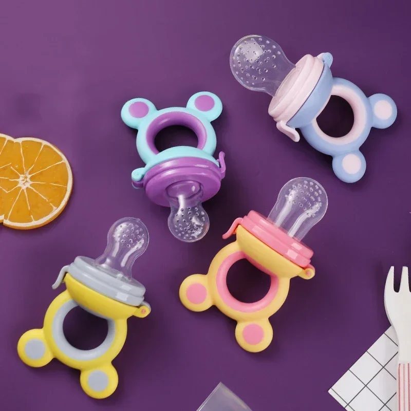 Baby Feeder Silicone Fresh Food Nibbler Kids Boy Girl Bear Ear Fruit Feeding Cute Infant Baby Supplies Nipple Soother Bottles