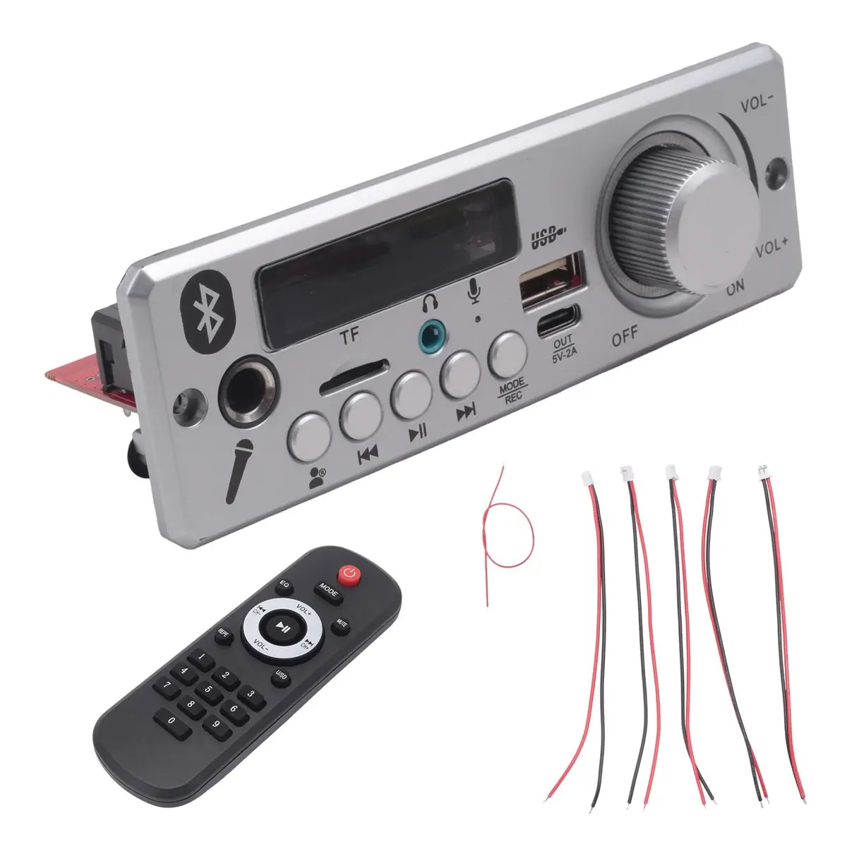A64I Bluetooth MP3 WAV Decoder Board 80W Amplifier Handsfree Car Audio Microphone USB TF FM Radio Mp3 Player Speaker DC 12V