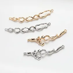 2PCS 18K Gold Plated Double Holes Brass Connector Chain DIY Making Supplies Jewelry Handmade Accessories