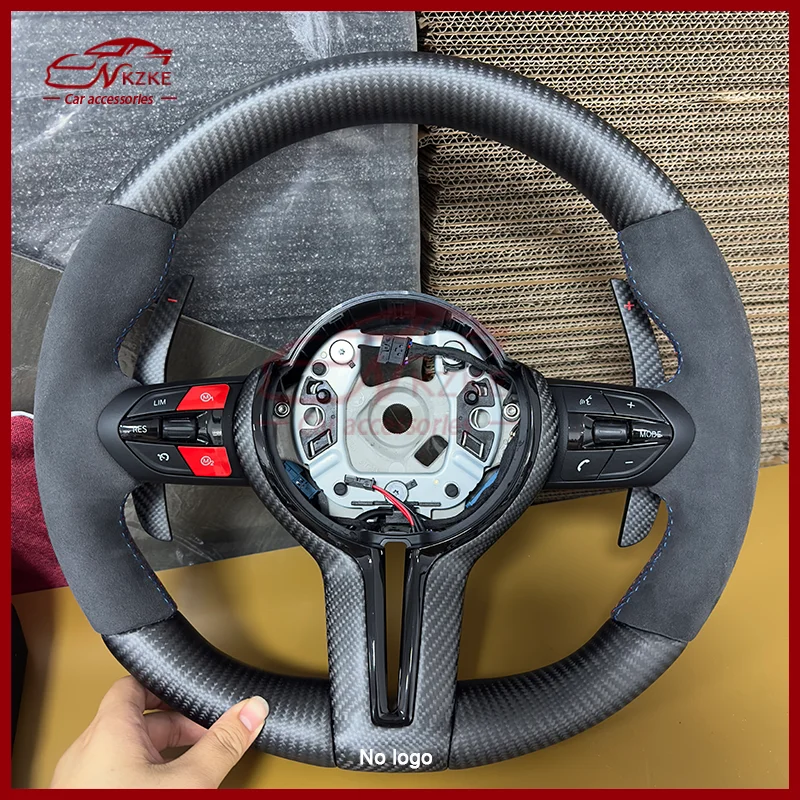 Geeignet für BMW F30 F20 F10 F31 E60 E90 Carbonfaser-Lenkrad, Modifikation und Upgrade für ältere Modelle, rotes M-Knopf-Lenkrad.