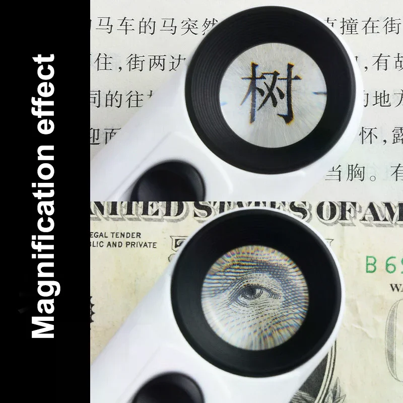 

Ручная лупа 40X с двумя светодиодными лампами, идентификация ювелирных изделий, нефритовое зеркало, увеличительное стекло HD