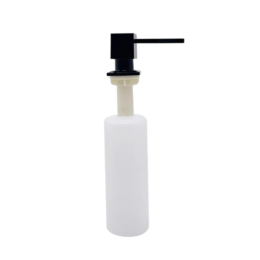 

350ml Kitchen Soap Dispensers 360° Free Rotation Black Sink Soap Dispenser Square Zinc Alloy Buit-in Pump Dispenser Dishsink