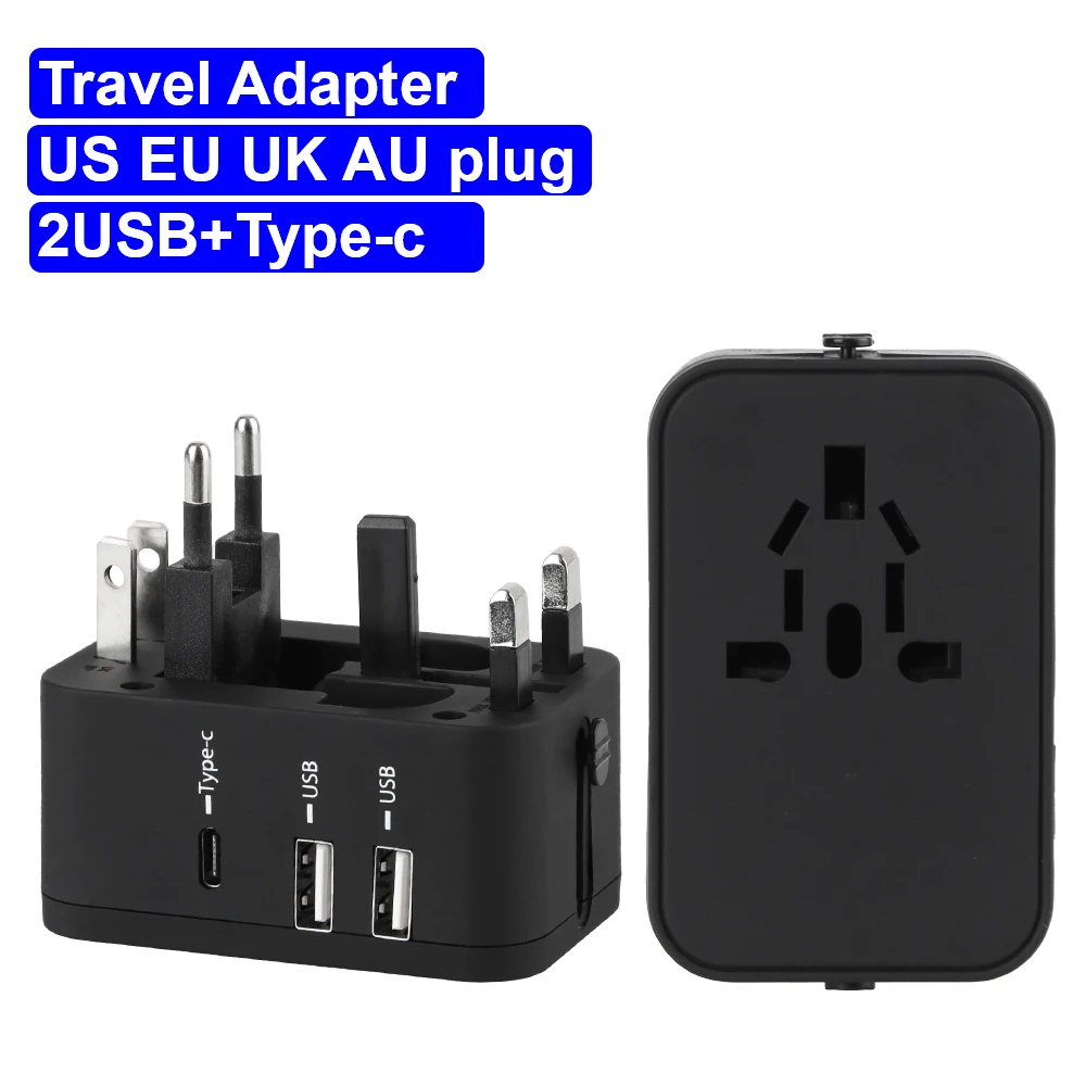 

Wall Charger Travel Adapter with USB Charger Travel Conversion Plug 20W 6A Dual USB Port +Type-c USA EU UK AUS Plug Universal