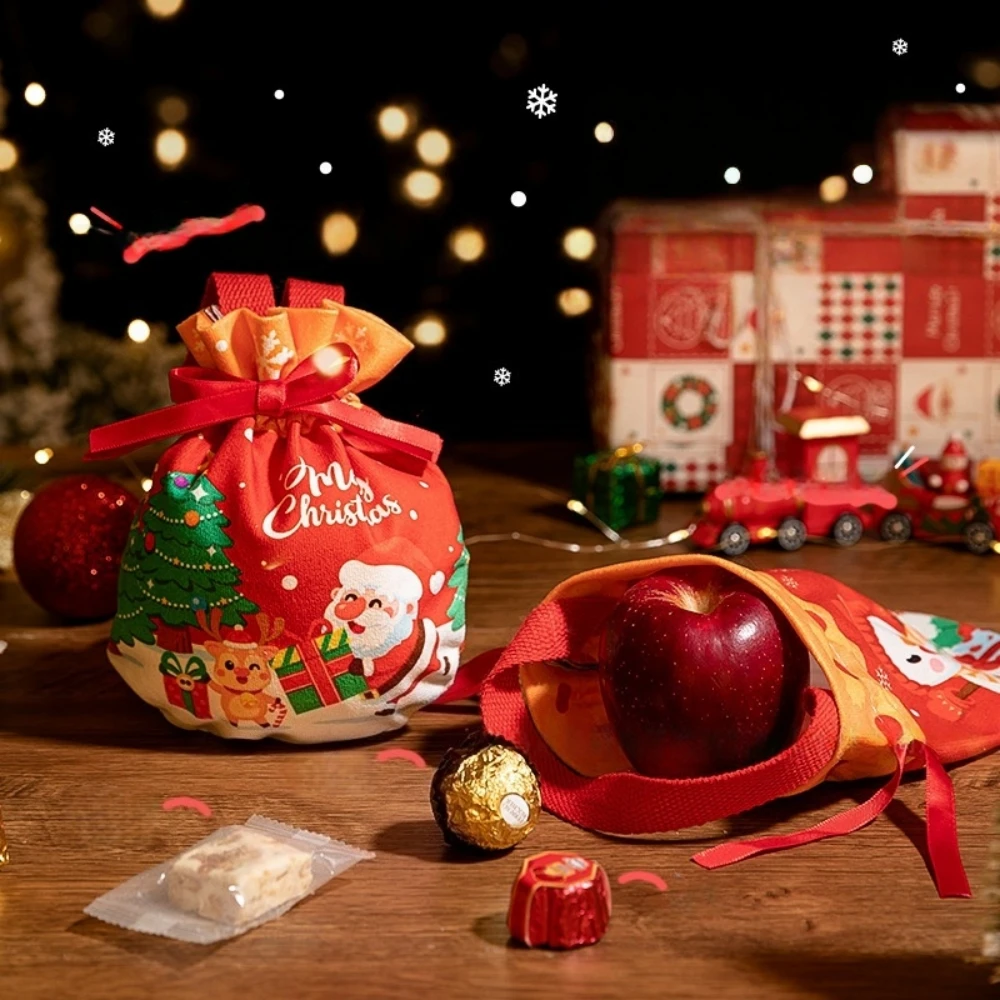 3/510 Pcs Velvet Christmas Hand-held Gift Bag for Christmas Eve Carnival Birthday Party Party Party Fruit Candy Gift Filling Bag