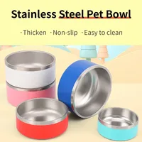 64oz Stainless Steel Round Dogl Cat Bowl Double Vacuum Feeding Pet Bowl Large Capacity Dog Food Water Bowl Dog Accessories Puppy