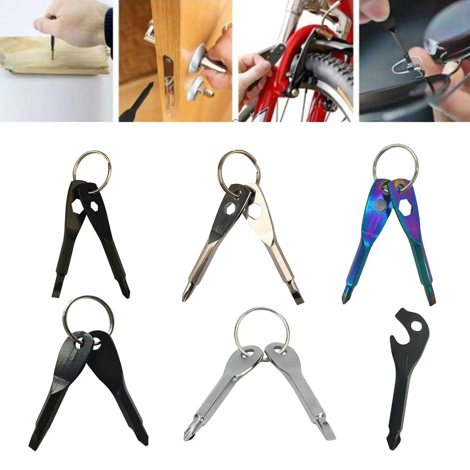 1pc Portable Screwdriver Keychain Multifunction Set Nut Driver Wrench Repair Hand Tool Pocket Screwdrivers Flat/Phillips