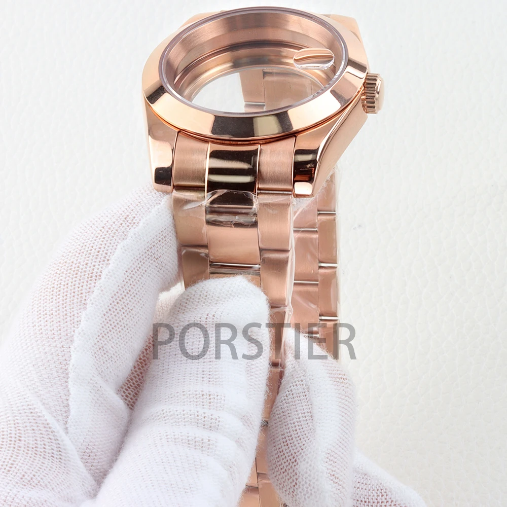 36mm/39mm NH35 Watch Case Solid 316L Stainless Steel Sapphire Glass for Datejust NH35 NH36 Movement Oyster Polished Watchband