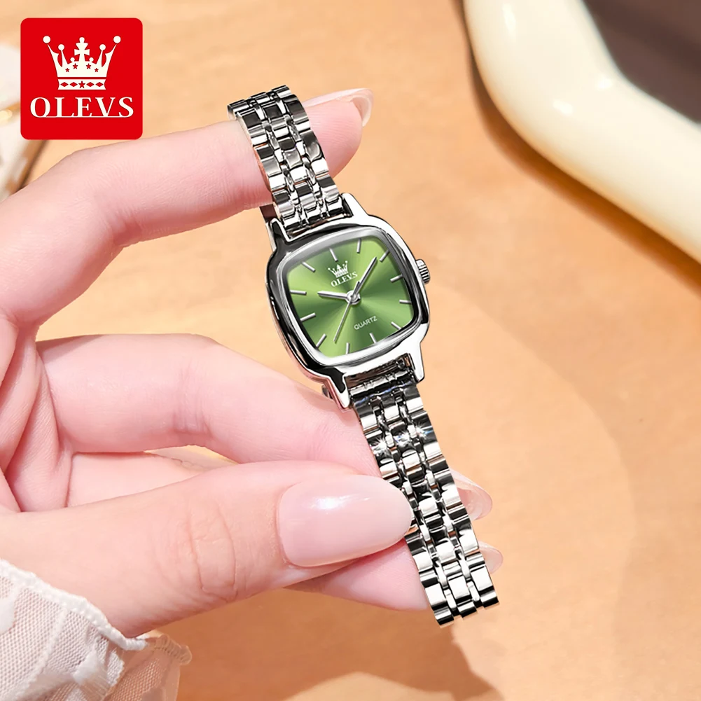 OLEVS 5675 Watches For Women Stainless Steel Elegant Square Quartz Watch Waterproof Luminous Ladies Watches Gifts Box Reloj