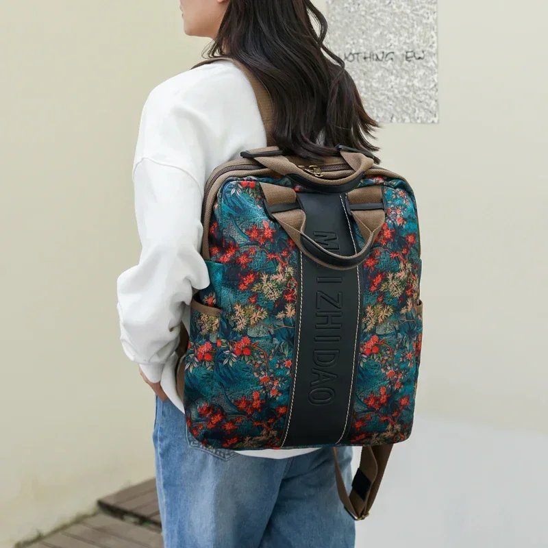 Fashion Trend Personality Diagonal Straddle Bag Chinese Style Embroidery Travel Bag Large Capacity Student Bag Mochila