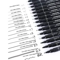 3/15Tip Black Pigment Micro-Pen Fineliner Ink Pens,Drawing Artist Illustration Pens Multiliner for Sketching Anime Manga Design