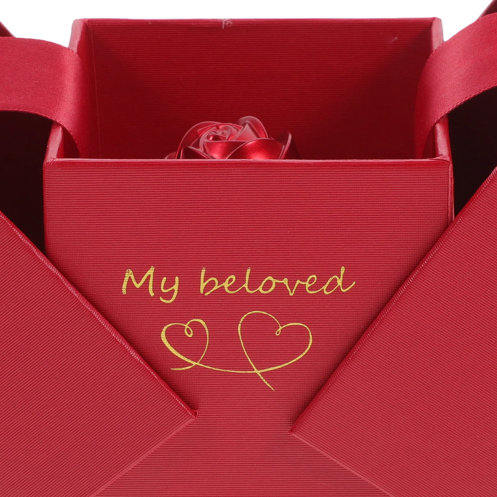 

1 set 1 Set Rose Jewelry Box Metal Storage Gift Case For Ring Necklace Delicate Holder Packaging Display Gift Case Red Color