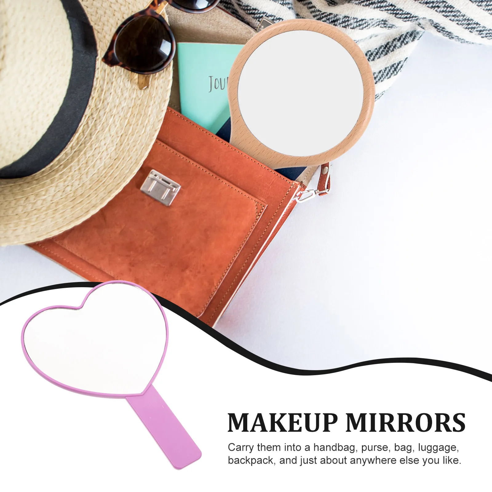 

Compact Handheld Mirror Portable Travel Makeup Mirror Small Heart Shaped Lightweight Stylish Gift for Women Compact Mirrors